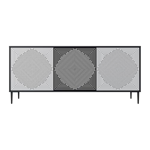 SPACEREBELS Kommode mit 3 Türen - Sideboard - Komodenschrank - Flurkommode - Schrank - Highboard - Kleiderschrank Möbel - Wohnzimmer Schlafzimmer Esszimmer Flur - schwarz von SPACEREBELS