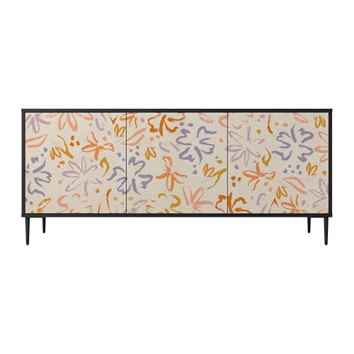SPACEREBELS Kommode mit 3 Türen - Sideboard - Komodenschrank - Flurkommode - Schrank - Highboard - Kleiderschrank Möbel - Wohnzimmer Schlafzimmer Esszimmer Flur - schwarz von SPACEREBELS