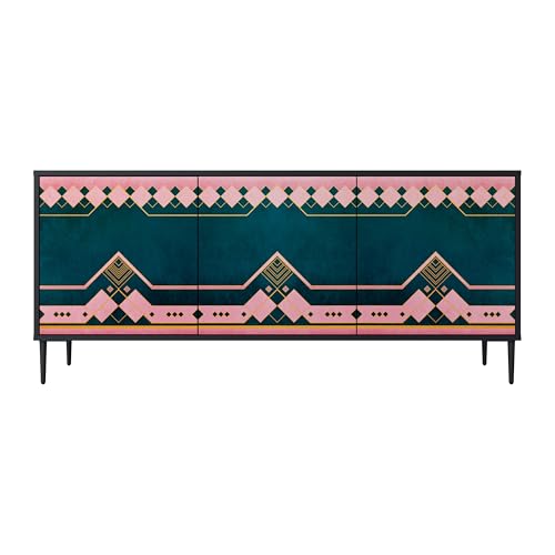 SPACEREBELS Kommode mit 3 Türen - Sideboard - Komodenschrank - Flurkommode - Schrank - Highboard - Kleiderschrank Möbel - Wohnzimmer Schlafzimmer Esszimmer Flur - schwarz von SPACEREBELS