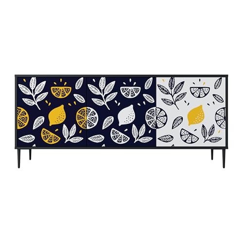 SPACEREBELS Kommode mit 3 Türen - Sideboard - Komodenschrank - Flurkommode - Schrank - Highboard - Kleiderschrank Möbel - Wohnzimmer Schlafzimmer Esszimmer Flur - schwarz von SPACEREBELS