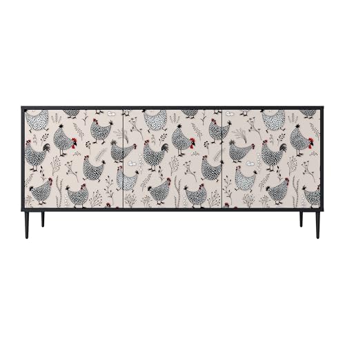 SPACEREBELS Kommode mit 3 Türen - Sideboard - Komodenschrank - Flurkommode - Schrank - Highboard - Kleiderschrank Möbel - Wohnzimmer Schlafzimmer Esszimmer Flur - schwarz von SPACEREBELS