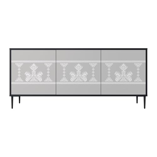SPACEREBELS Kommode mit 3 Türen - Sideboard - Komodenschrank - Flurkommode - Schrank - Highboard - Kleiderschrank Möbel - Wohnzimmer Schlafzimmer Esszimmer Flur - schwarz von SPACEREBELS