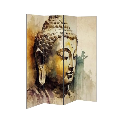 SpaceRebels Paravent Raumteiler - 4-teilig Raumtrenner, Druck 1-Seite - Premium QUALITÄT 100% Holz - Raumtrenner - Trennwand Wohnung - Room Divider - Spanische Wand Deko Modern Sichtschutz von SPACEREBELS