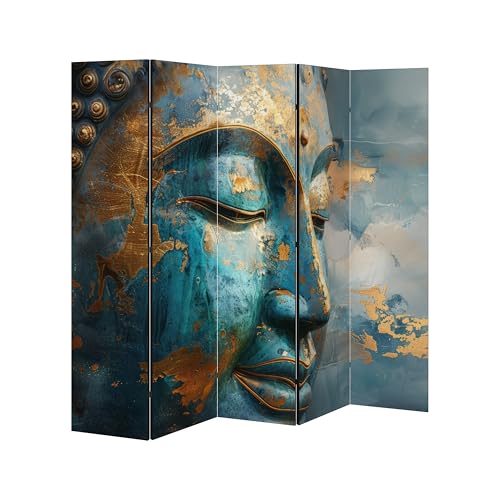 SpaceRebels Paravent Raumteiler - 5-teilig Raumtrenner, Druck 1-Seite - Premium QUALITÄT 100% Holz - Raumtrenner - Trennwand Wohnung - Room Divider - Spanische Wand Deko Modern Sichtschutz von SPACEREBELS