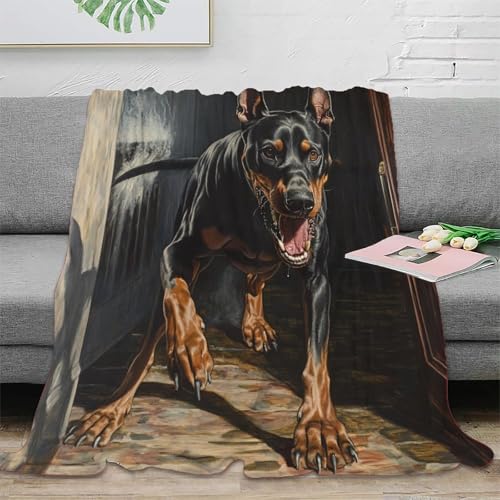 Dobermann Plush Blanket 3D Print Blanket Sofa Blanket Warm Fuzzy Blanket Gifts for Bed Sofa Chair and Couch Gifts Für Kinder Teenager Erwachse 60x80inch(150x200cm) von SPACESK