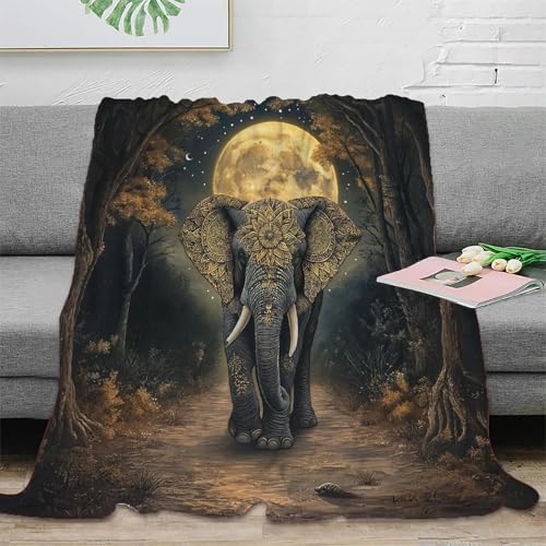 Elefant Sofadecke 3D Druck Flanell Decke Couchdecke Flauschig Warm Weichen Bett Decken Kuscheldecke Für Mädchen Jungen 50x60inch(127x152cm) von SPACESK