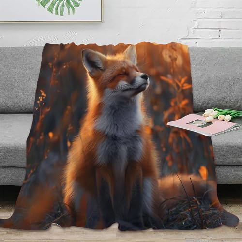 Fuchs Printed Blanket 3D Ultra Soft Fleece Blanket Flannel Velvet Plush Blanket for Bed Sofa Chair and Couch Gifts 70x80inch(180x200cm) von SPACESK