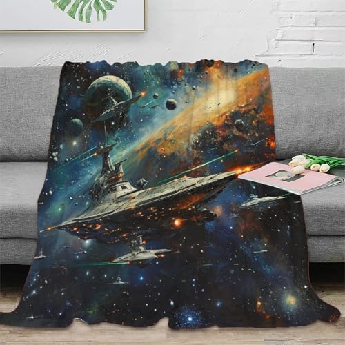 Interstellare Raumschiffe Warm 3D Print Blanket Plush Blanket Lightweight Cosy Blanket for Bed Sofa Chair and Couch Autumn Winter Blankets Giftsfür Kinder Teenager Erwachse 60x80inch(150x200cm) von SPACESK