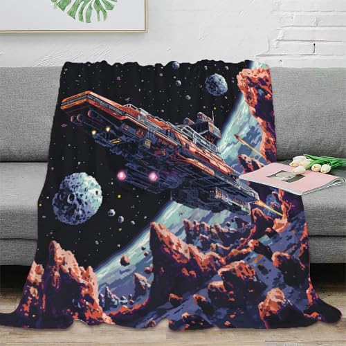 Interstellare Raumschiffe Warm 3D Print Blanket Plush Blanket Lightweight Cosy Blanket for Bed Sofa Chair and Couch Autumn Winter Blankets Giftsfür Kinder Teenager Erwachse 80x90inch(200x230cm) von SPACESK