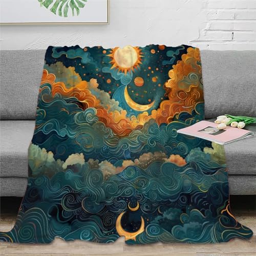 Mond und Sonne Children's Blankets 3D Print Blanket Warm Sofa Flannel Blanket Picnic Blanket for Bed Sofa Chair and Couch Gifts Für Kinder Teenager Erwachse 60x80inch(150x200cm) von SPACESK