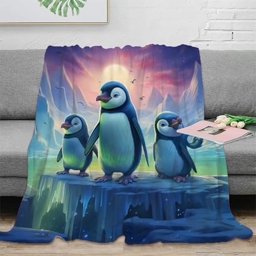Pinguin Sofadecke 3D Druck Flanell Decke Couchdecke Flauschig Warm Weichen Bett Decken Kuscheldecke Für Mädchen Jungen 60x80inch(150x200cm) von SPACESK