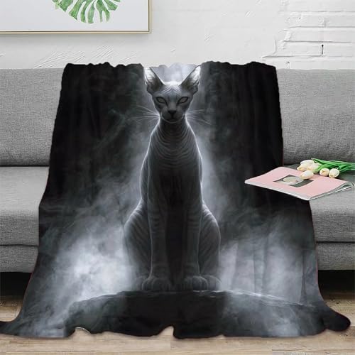 SPACESK Sphinx Katze 3D-gedruckte Bedruckte Decke Raumdekoration, Sofa-Dekoration Weiche Decke Geeignet Für Kinder Teenager Erwachse 70x80inch(180x200cm) von SPACESK