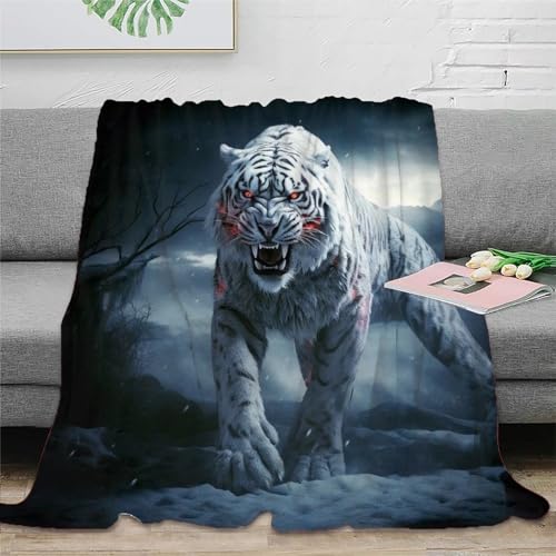Tiger Printed Blanket 3D Ultra Soft Fleece Blanket Flannel Velvet Plush Blanket for Bed Sofa Chair and Couch Gifts 60x80inch(150x200cm) von SPACESK