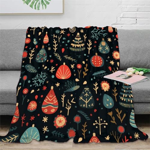 Weihnachten Warm 3D Print Plüschdecke - Leichtgewicht Gemütliche Decke für Bett, Sofa, Stuhl und Couch - Herbst Winter Geschenk für Kinder, Teenager, Erwachsene - 60x80inch (150x200cm) von SPACESK