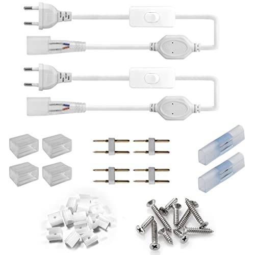 SPAHER LED Streifen Zubehör 2 Stecker mit einer Länge von 1,5 m/59 Zoll, 50x Schrauben, 50x Kappen,4 Stifte, 4 Hüllen, 2 Anschlüsse für LED Neon Flex von SPAHER