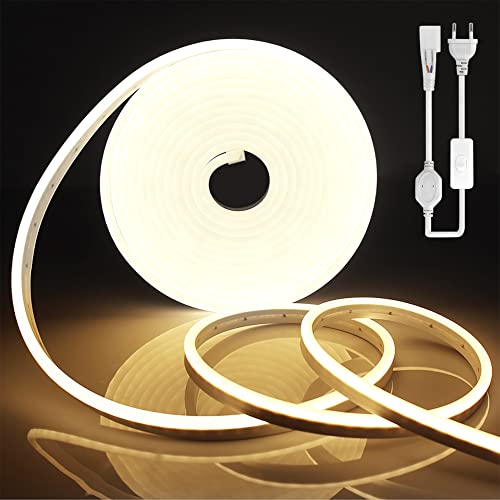 SPAHER Led Strip 2m Led Strip Aussenbereich Neon LED Streifen Mit Netzteil Und Led Stromschalter 230V Flexibler IP65 Neonlichtstreifen Dekoration für Schlafzimmer Innen und Außenbereich Hotel von SPAHER