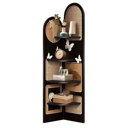 Dreieckiges Eckregal Aus Rattan Mit 4 Ebenen,Eckregal Book Shelves Aufbewahrungsschrank,Multifunktionale Speicher,Hohe Eck-BüCherregale,FüR Wohnzimmer,Schlafzimmer Und BüRo von SPAHTT