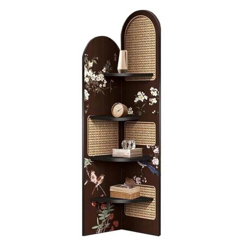 Dreieckiges Eckregal Aus Rattan Mit 4 Ebenen,Eckregal Book Shelves Aufbewahrungsschrank,Multifunktionale Speicher,Hohe Eck-BüCherregale,FüR Wohnzimmer,Schlafzimmer Und BüRo von SPAHTT
