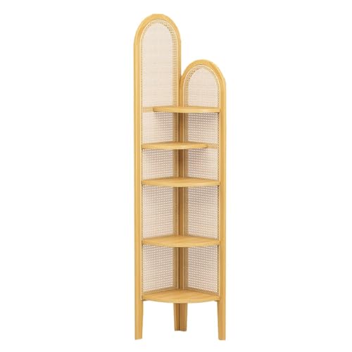 Dreieckiges Eckregal Aus Rattan Mit 5 Ebenen,Eckregal Book Shelves Aufbewahrungsschrank,Multifunktionale Speicher,Holz Hohe Eck-BüCherregale,FüR Wohnzimmer,Schlafzimmer Und BüRo von SPAHTT