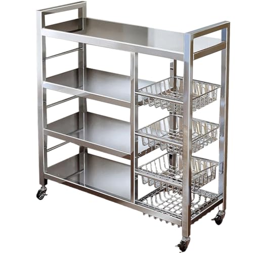 SPAHTT Lagerregale Aus Edelstahl Für Die Küche,verstellbare 4 Etagen Küchenregale,Gemüseregal Für Küchenwagen,Stapelbarer Obstkorb Gemüse,abnehmbarem Korb,für Speisekammer,80 * 32 * 108cm SPAHTT Lagerregale Aus Edelstahl Für Die Küche,verstellbare 4 Etagen Küchenregale,Gemüseregal Für Küchenwagen,Stapelbarer Obstkorb Gemüse,abnehmbarem Korb,für Speisekammer,80 * 32 * 108cm von SPAHTT