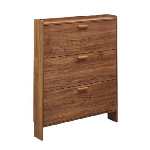 Schuhschrank mit Klapptüren,Holz Schmal Schuhregal,Schuhkipper mit 3 Flip-Schubladen Schuhregal,15-20 Paar,Geeignet Für Flur Schlafzimmer,50x17x115cm,Braun von SPAHTT