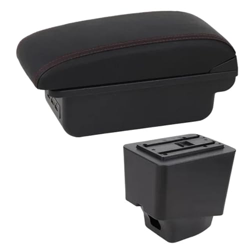 SPAMFAFGHQ Armauflage Boxen Für R&enault Für Captur Kaptur 2018 2019 2020 2021 Kaptur Auto Leder Armstütze Mittelkonsole Aufbewahrungsbox(C1 Rote Linie) von SPAMFAFGHQ