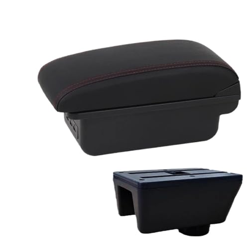 SPAMFAFGHQ Armlehne Für Seat Für Ibiza Für Ibiza MK4 IV 6J 2008 2009 2010 2011-2017 Innenraumdesign Mittelkonsole Armlehnen-Aufbewahrungsbox(B1 Schwarz rot 3USB) von SPAMFAFGHQ
