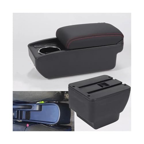 SPAMFAFGHQ Armlehnenbox Für Mazda 2 Für Demio Auto-Aufbewahrungsbox Spezielle Nachrüstteile Innenraumdetails(B1 Schwarz Rot 6USB) von SPAMFAFGHQ