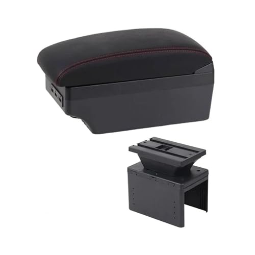 SPAMFAFGHQ Armlehnenbox Für N&issan Für Micra K14 2020 2021 Mittelkonsolen-Umrüstteil USB Zubehör(E1 Rote Linie) von SPAMFAFGHQ