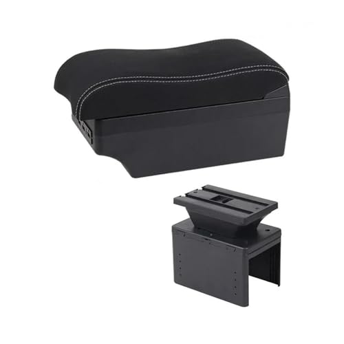 SPAMFAFGHQ Armlehnenbox Für N&issan Für Micra K14 2020 2021 Mittelkonsolen-Umrüstteil USB Zubehör(E2 Weiße Linie) von SPAMFAFGHQ