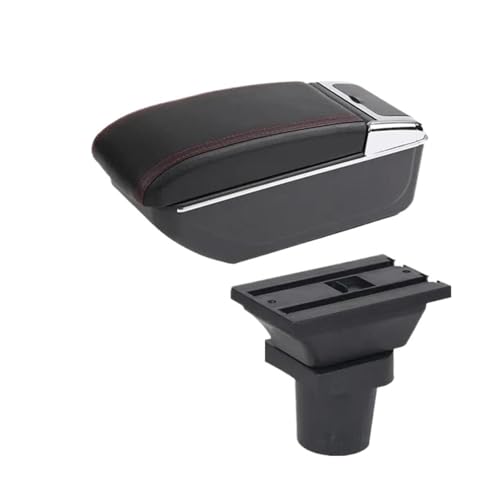 SPAMFAFGHQ Armlehnenbox Für Toyota Für Yaris 3 Hybrid Für Yaris Für Vitz Auto Armlehnenbox Innenraum Nachrüst Zentrale Aufbewahrungsbox(B1 rote Linie KEIN USB) von SPAMFAFGHQ
