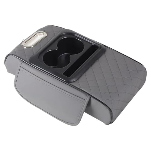 SPAMFAFGHQ Auto Armlehnen Aufbewahrungsbox Auto Mittelkonsole Organizer Armlehnen Erhöhungskissen Mit Getränkehalter(Gray) von SPAMFAFGHQ