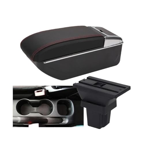 SPAMFAFGHQ Autoarmlehnenbox Armstaubox Zubehör Für C&hevrolet Für Trax Für Tracker 2015 2016 2017 2018(D1 Schwarz Rot Kein USB) von SPAMFAFGHQ