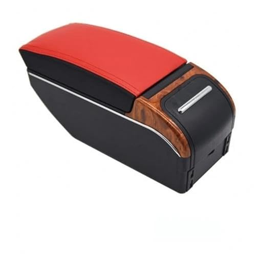 SPAMFAFGHQ Für C&hevrolet Für Lova Für Aveo Armaturenbrettbox Zentral Inhaltsinnenraum Arm-Ellbogenauflage Aufbewahrungskoffer Mit Getränkehalter(A-Black red panel) von SPAMFAFGHQ