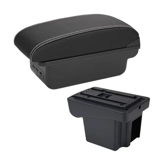 SPAMFAFGHQ Für C&hevrolet Für NIVA Armlehnen Nachrüstteile Auto Armlehnen Box Aufbewahrungsbox Auto Innenzubehör USB-Schnittstelle(B3 Schwarz weiß 3USB) von SPAMFAFGHQ