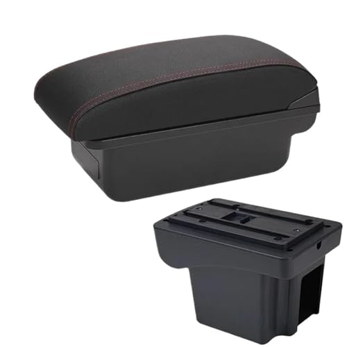 SPAMFAFGHQ Für C&hevrolet Für NIVA Armlehnen Nachrüstteile Auto Armlehnen Box Aufbewahrungsbox Auto Innenzubehör USB-Schnittstelle(C1 Schwarz Rot KEIN USB) von SPAMFAFGHQ