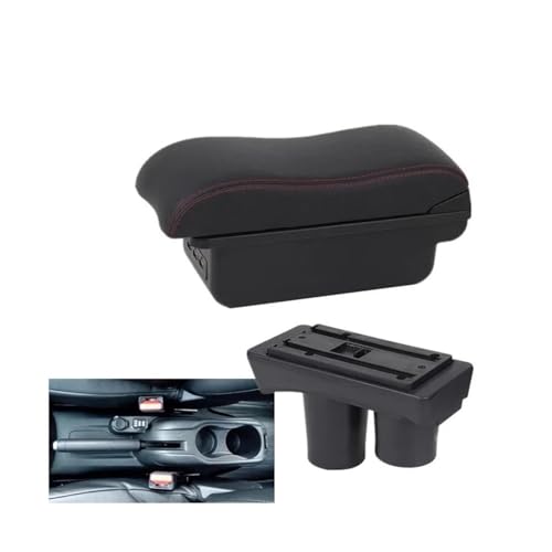SPAMFAFGHQ Für Citroën Für C-Elysée Auto-Armlehnenbox Aufbewahrungsbox Innenraumumbau(B2 Black red 3USB) von SPAMFAFGHQ