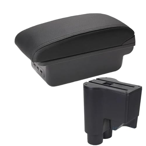 SPAMFAFGHQ Für Daihatsu Für Sirion Armlehne Für Daihatsu Für Materia Auto Armlehnenbox Zentrale Aufbewahrungsbox 2007-2015(B2 schwarze Linie 3USB) von SPAMFAFGHQ