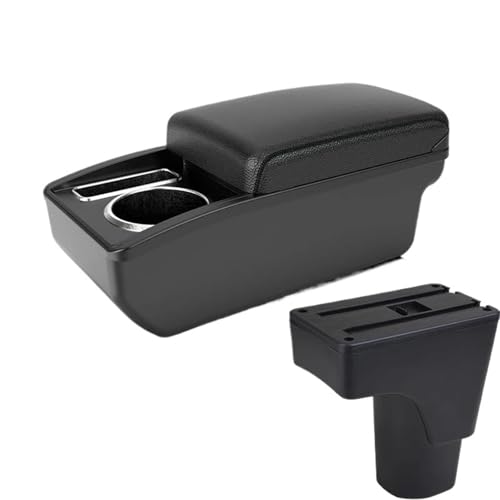SPAMFAFGHQ Für Datsun Für GO Für GO Plus Universelle Mittelarmlehne Auto Aufbewahrungsbox Getränkehalter USB-Schnittstelle(A2 schwarze Linie Kein USB) von SPAMFAFGHQ