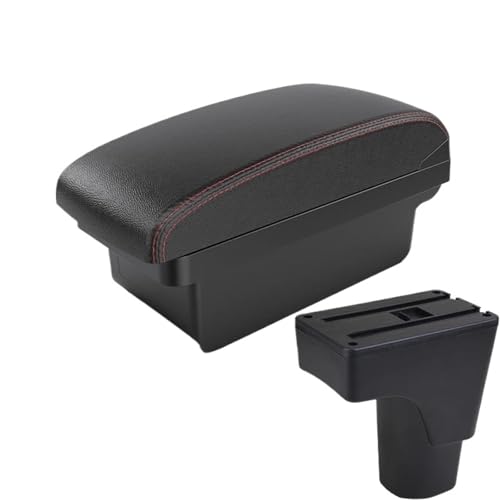 SPAMFAFGHQ Für Datsun GO Armlehnenbox Für Datsun GO Plus Universelle Auto Mittelarmlehne Aufbewahrungsbox Getränkehalter(A1 Schwarz Rot KEIN USB) von SPAMFAFGHQ