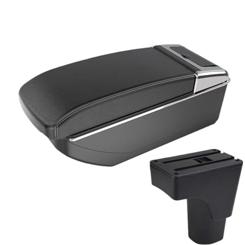 SPAMFAFGHQ Für Datsun GO Für GO Plus Universelle Auto Mittelarmlehne Aufbewahrungsbox Getränkehalter(B3 Black white NO USB) von SPAMFAFGHQ