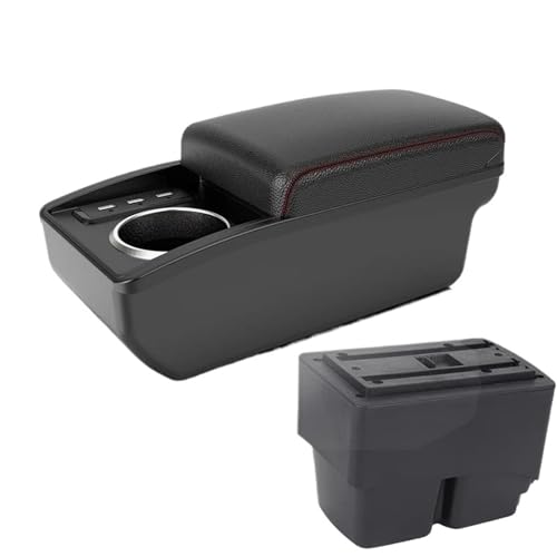 SPAMFAFGHQ Für Fiesta Armaturenbrettbox Für Fiesta MK7 Auto-Armaturenbrett 2009-2017 Aufbewahrungsbox Mittelkonsolen-Armaturenbrett(B1 Red line 6 usb) von SPAMFAFGHQ