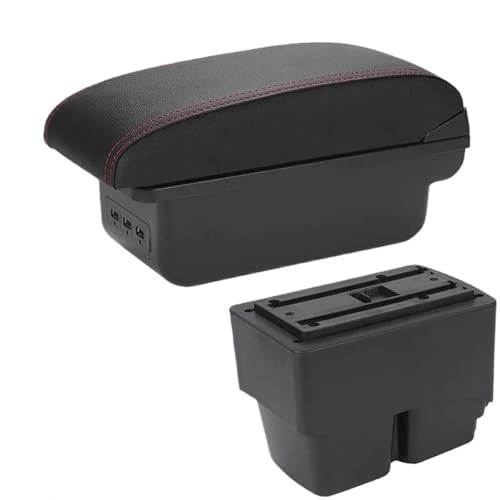 SPAMFAFGHQ Für Fiesta Armlehnenbox Für F&ord Für Fiesta MK7 Autoarmlehne 2009-2017 Aufbewahrungsbox(B1 Schwarz rot 3USB) von SPAMFAFGHQ