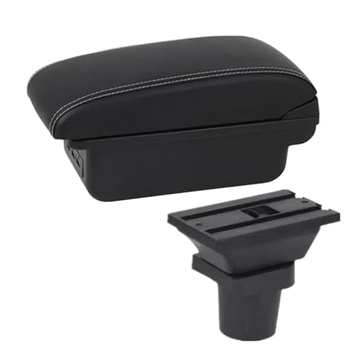 SPAMFAFGHQ Für Focus Mk1 Armlehnenbox Für Focus Armlehnenbox Zentrale Aufbewahrungsbox Innenraum Retrofit(B white line 3USB) von SPAMFAFGHQ