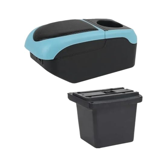 SPAMFAFGHQ Für Hyundai Für Elantra Für Touring I30 FD I30cw 2007-2011 Auto Armlehnenbox Aufbewahrungsbox Nachrüstteil(Schwarz Blau) von SPAMFAFGHQ