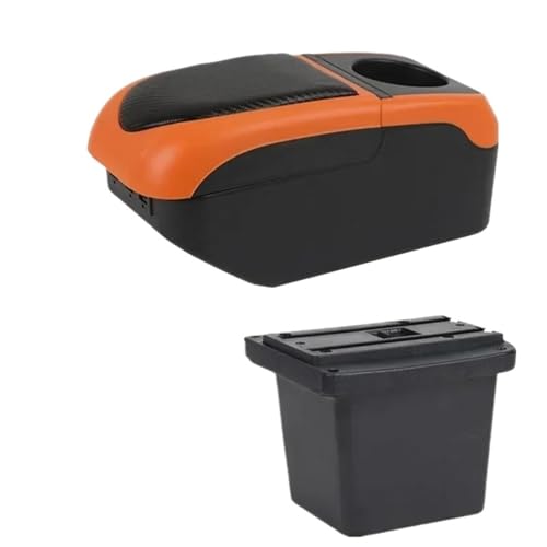 SPAMFAFGHQ Für Hyundai Für Elantra Für Touring I30 FD I30cw 2007-2011 Auto Armlehnenbox Aufbewahrungsbox Nachrüstteil(Schwarz orange) von SPAMFAFGHQ