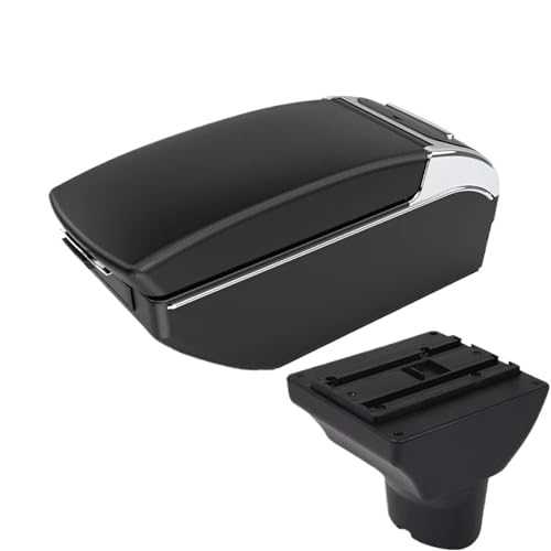 SPAMFAFGHQ Für Hyundai I20 Autoarmlehne Aufbewahrungsbox Leder Gewölbte Oberfläche(Schwarze Linie 7USB) von SPAMFAFGHQ
