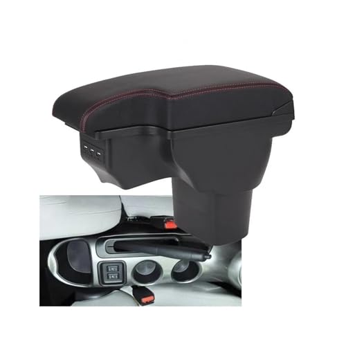 SPAMFAFGHQ Für Infiniti ESQ Für N&issan Für Juke 2010-2019 Autoarmlehne Zubehör Innenausstattung Aufbewahrungsbox Nachrüstteile USB(A1 Black red leather) von SPAMFAFGHQ