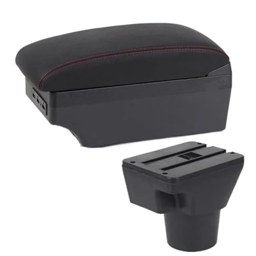 SPAMFAFGHQ Für KIA Für Rio 2 Armlehnenbox Für KIA Für Rio 2006-2011 Auto Armlehnenbox Zubehör Innenraum Aufbewahrungsbox Nachrüstsatz(C1 rote Linie 7USB) von SPAMFAFGHQ