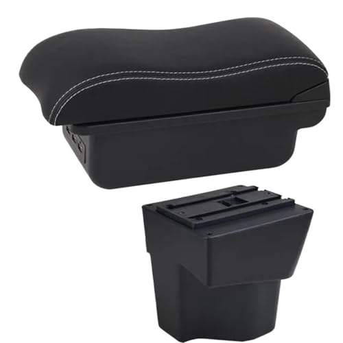 SPAMFAFGHQ Für KIA Für Rio 5 2012 2013 2014 2015 2016 2017 2018 2019 Armlehnen-Box Auto Leder-Armlehne Mittelkonsolen-Aufbewahrungsbox(C2 Weiße Linie) von SPAMFAFGHQ